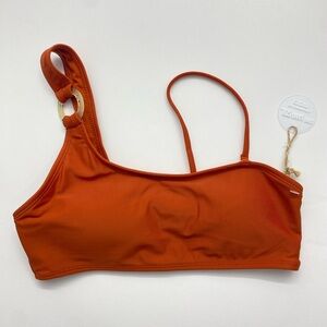 Cabana Del Sol One Shoulder Orange Bikini Top Swim Size Small